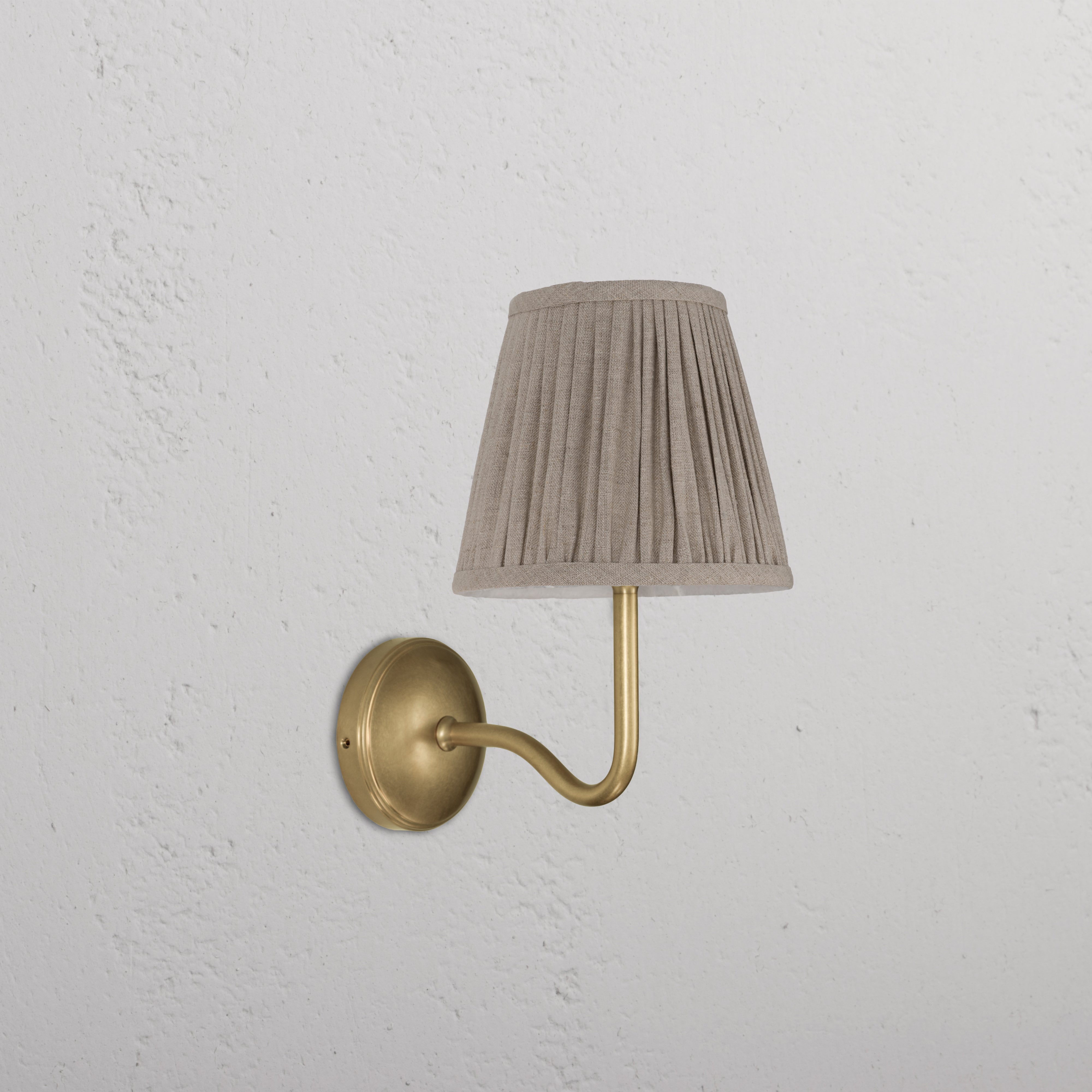 Malvern Medium Wall Light Natural Beige - Antique Brass