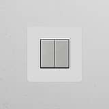 Single 2x rocker switch in polished nickel white finish, paintable and suitable for single switches & dimmers.
