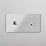 Double Toggle & Swiss Module Round - Clear Polished Nickel White 