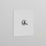Single toggle switch, paintable polished nickel finish, part of the Single Switches & Dimmers collection.