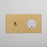 Double Toggle & Danish Module Round - Antique Brass White