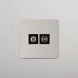 Satellite and TV Signal Accessory on White Background: Polished Nickel Black Single Satellite & TV Module