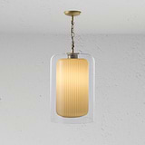 Windsor Large Pendant Light Opal Glass - Antique Brass