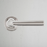 Apsley Unsprung Door Handle Polished Nickel Finish on White Background Front Facing