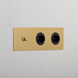 Triple Toggle & 2x Swiss Module Round - Antique Brass Black 