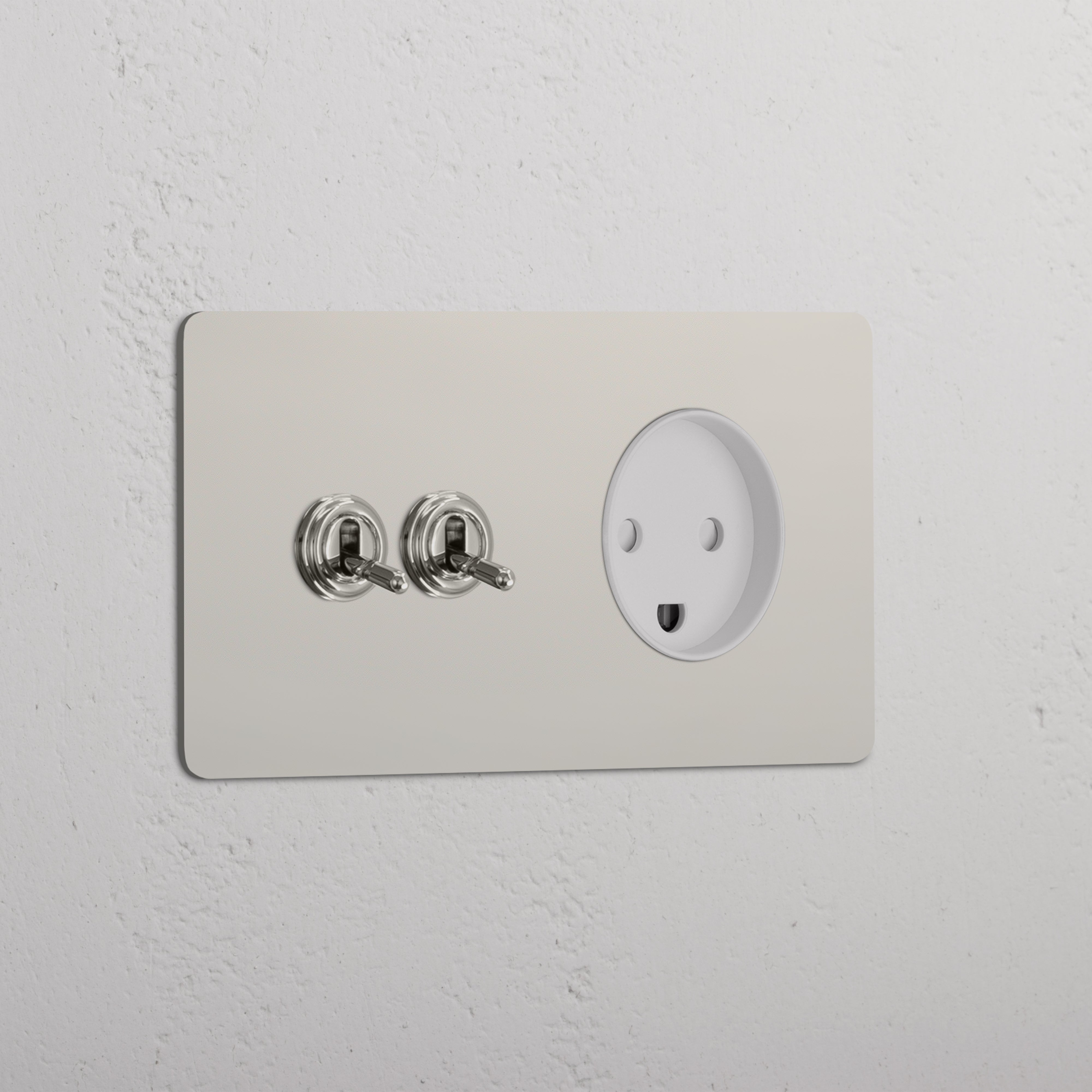 Double 2x Toggle & Danish Module Round - Polished Nickel White 