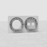 EU paintable switch plate with 2 switch spaces and 1 module slot, designed for seamless customization.