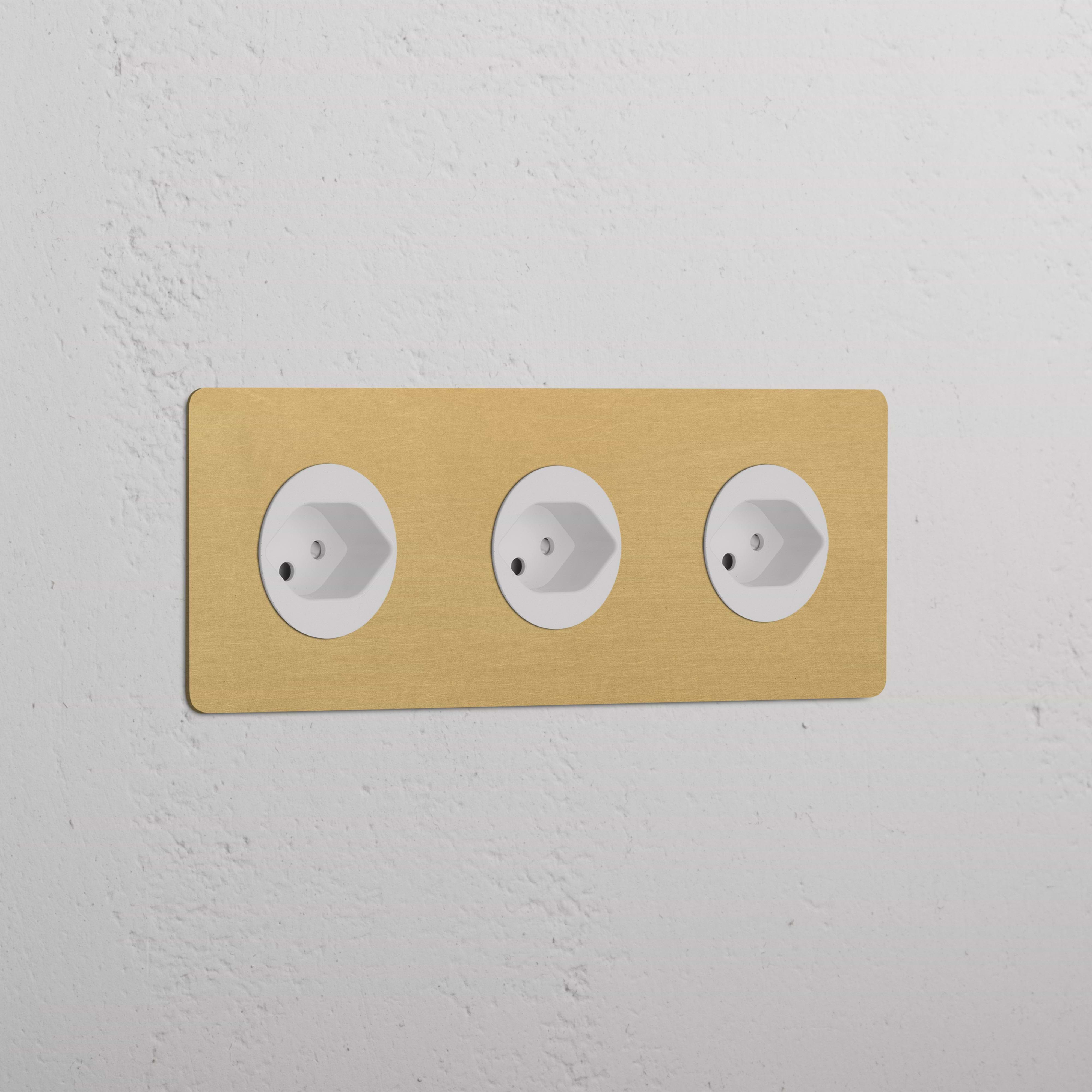 Triple 3x Swiss Module Round - Antique Brass White