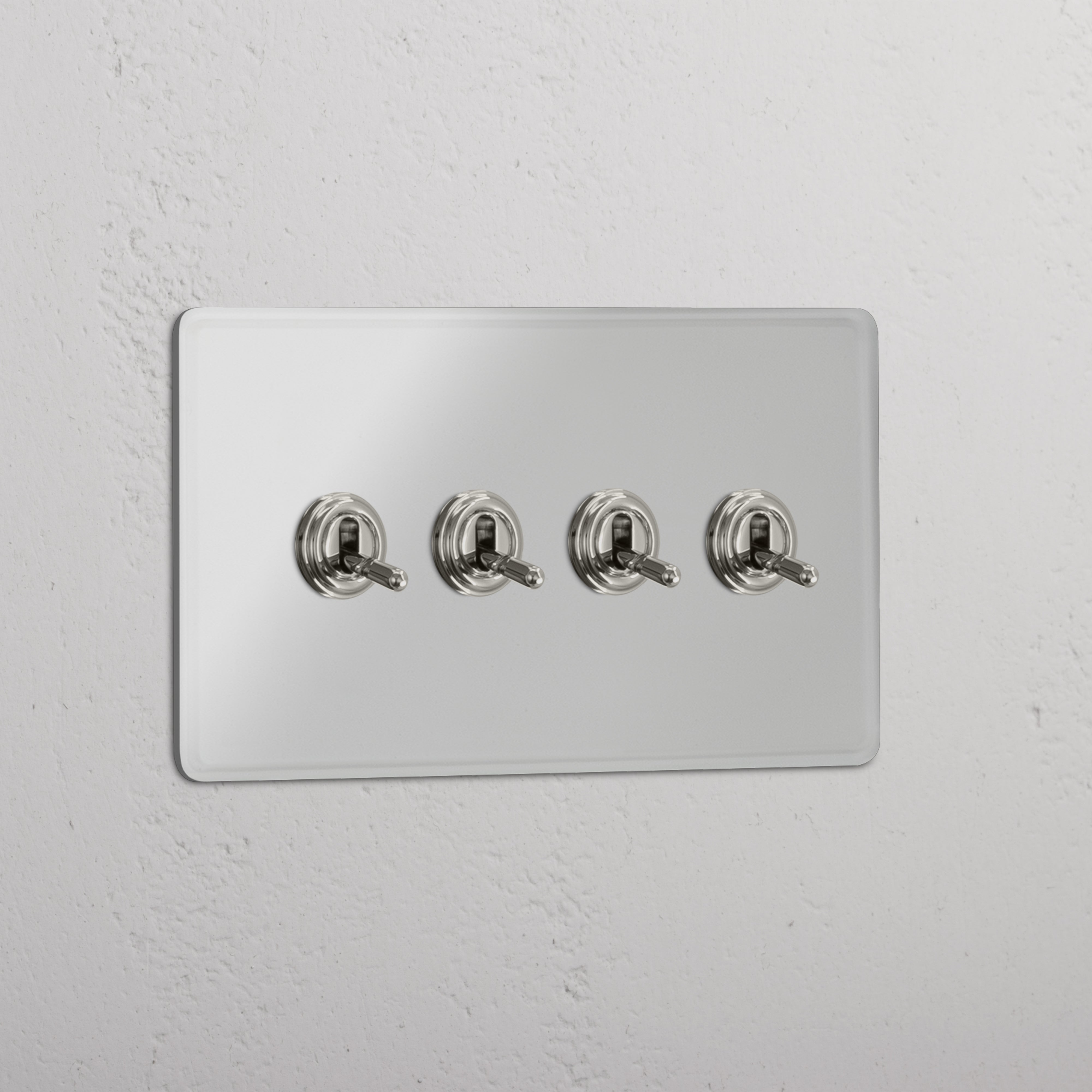 Four-Levers Double Toggle Switch in Clear Polished Nickel - Advanced Light Control Solution