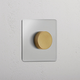 Elegant Single Dimmer Switch in Clear Antique Brass - Adjustable Light Control