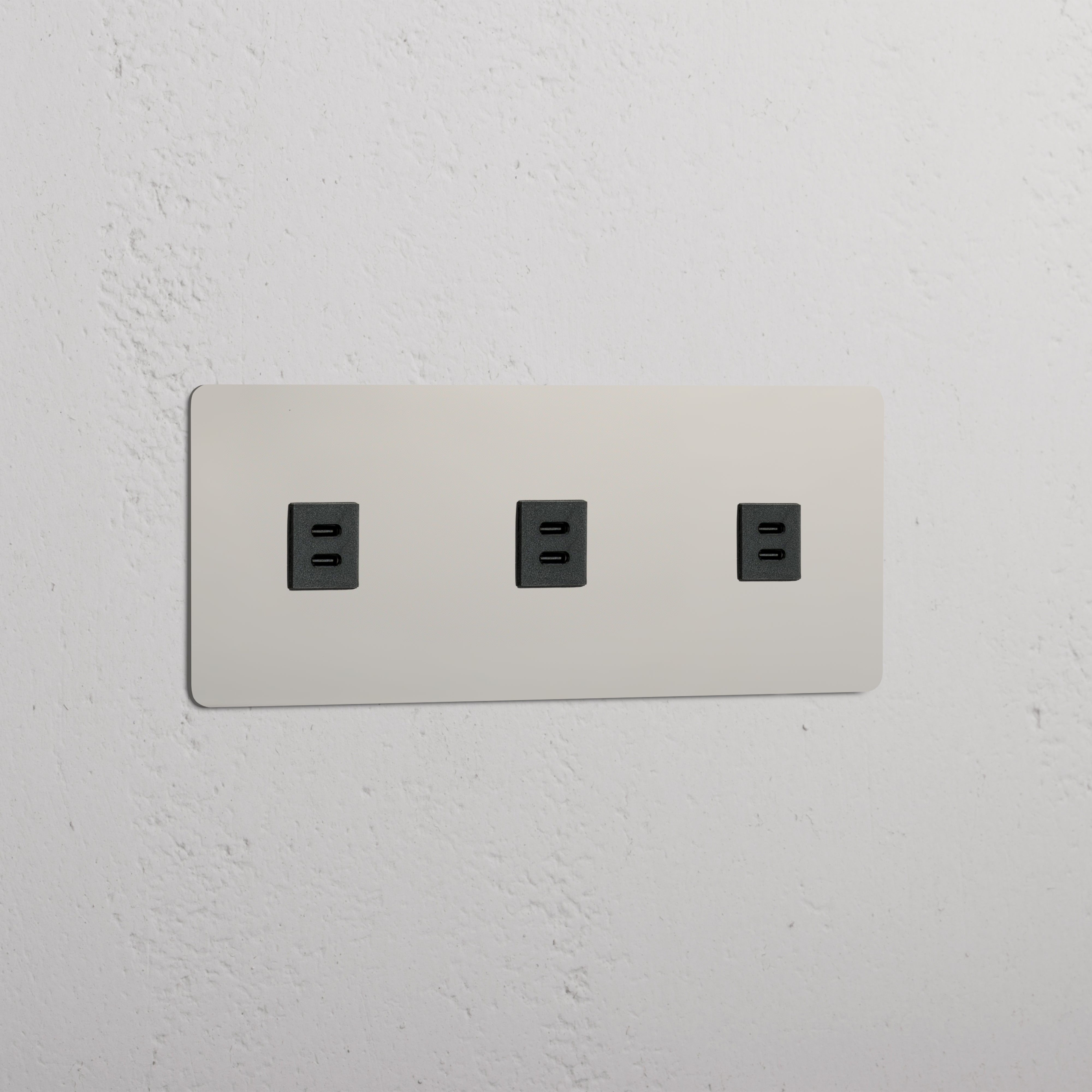 High Capacity High-Speed Charging Outlet: Polished Nickel Black Triple 3x USB Module