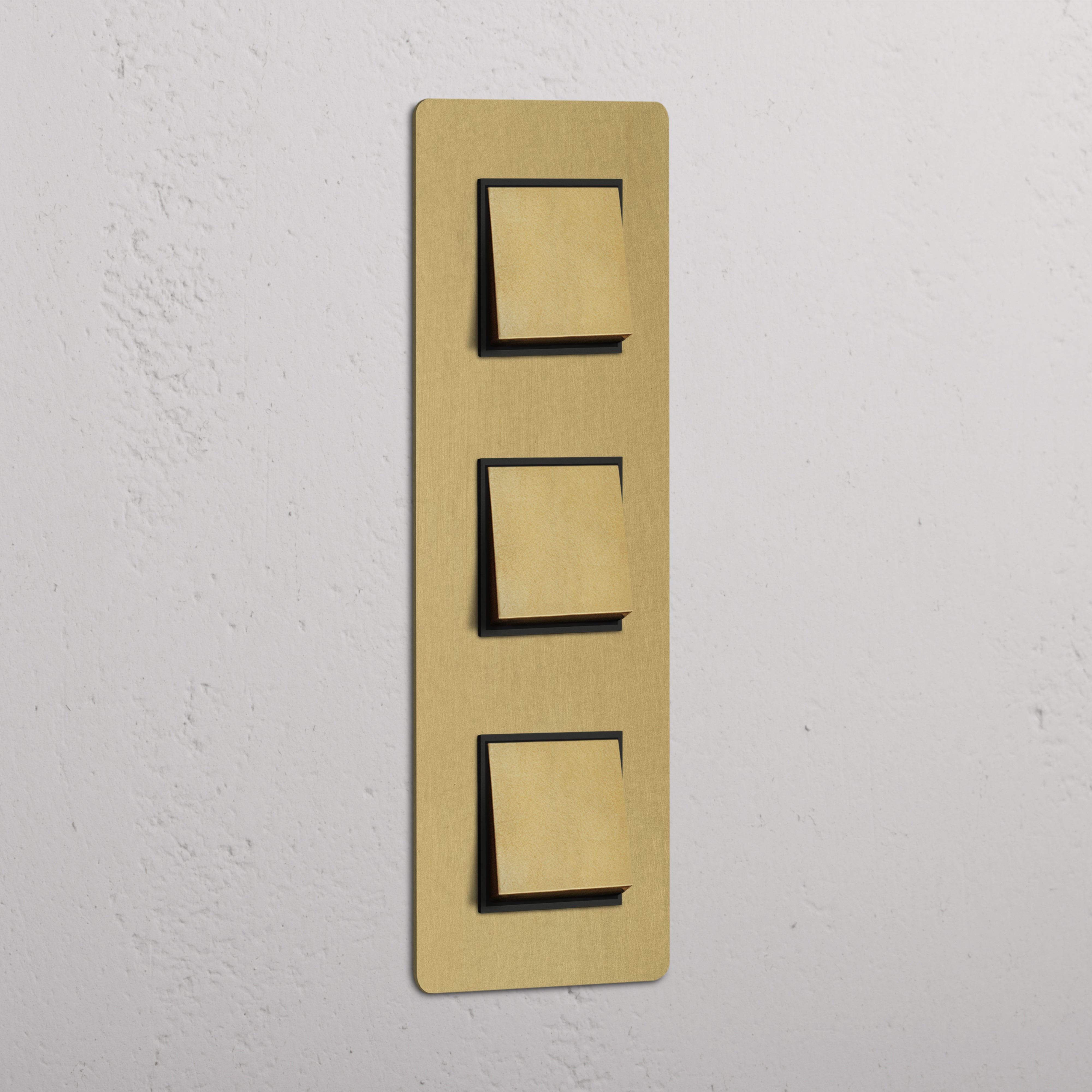 Triple Vertical Rocker Switch in Antique Brass Black with 3 Positions - Robust Design