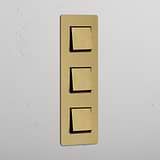 Triple Vertical Rocker Switch in Antique Brass Black with 3 Positions - Robust Design
