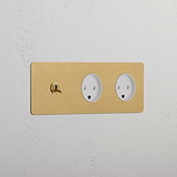 Triple Toggle & 2x Danish Module Round - Antique Brass White