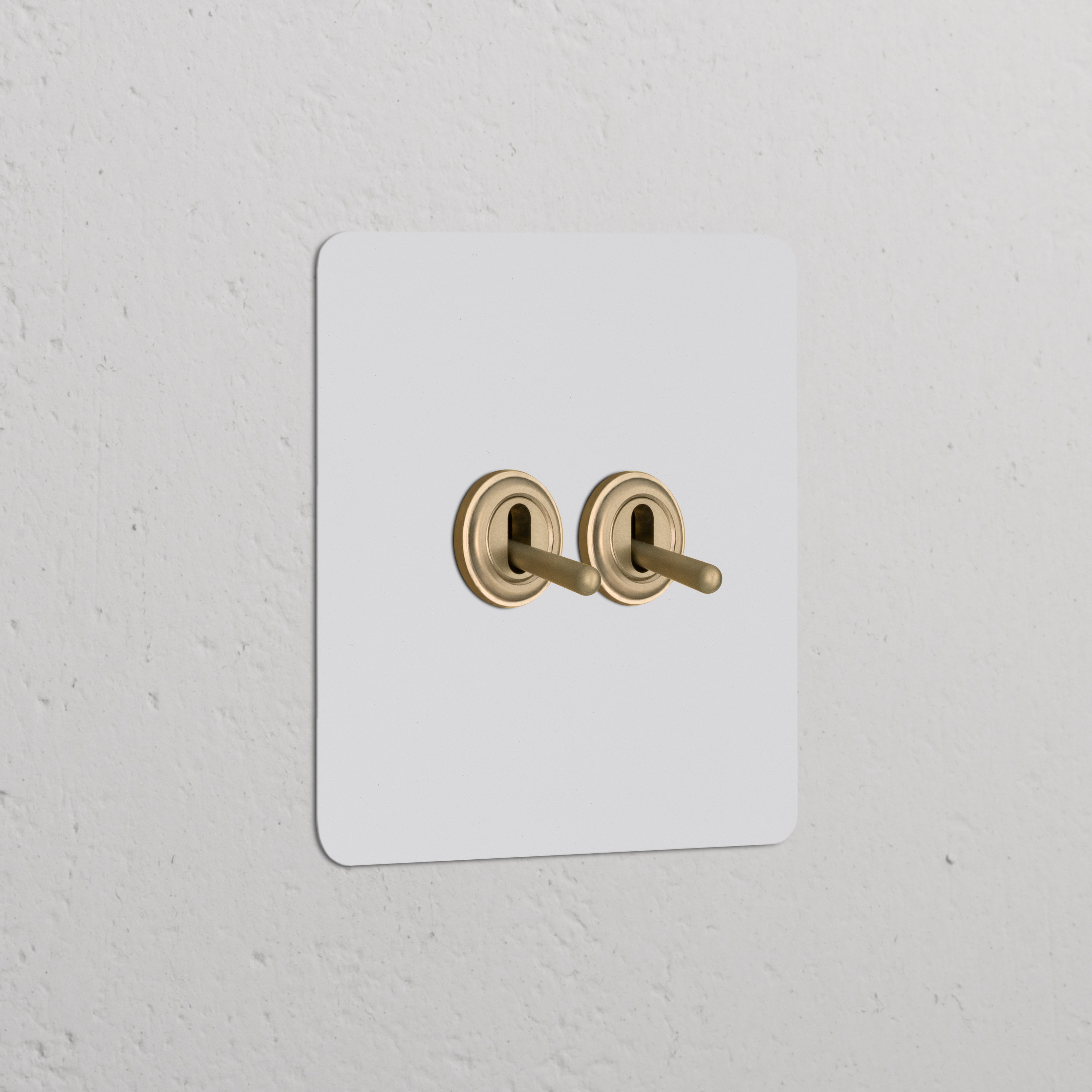 Paintable Antique Brass Single 2x Toggle Switch on a wall, classic design for customizable home decor.