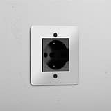 Single Schuko/Bipasso Module - Clear Black on White Background