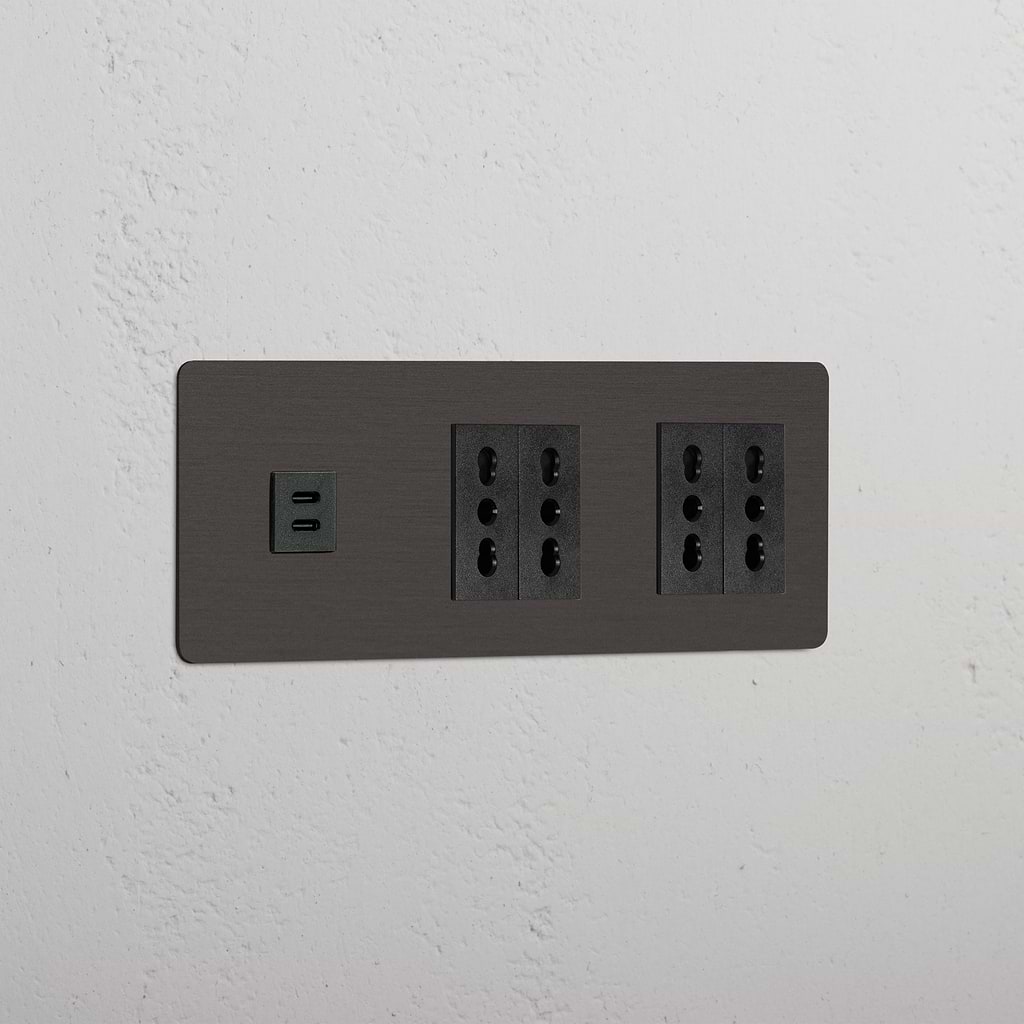 Triple USB 30W & 4x Bipasso Module - Bronze Black
