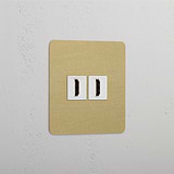 Antique Brass White Single HDMI Module with Dual Ports - High Quality