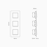 Triple 3x Vertical Rocker Switch - Clear Antique Brass Black