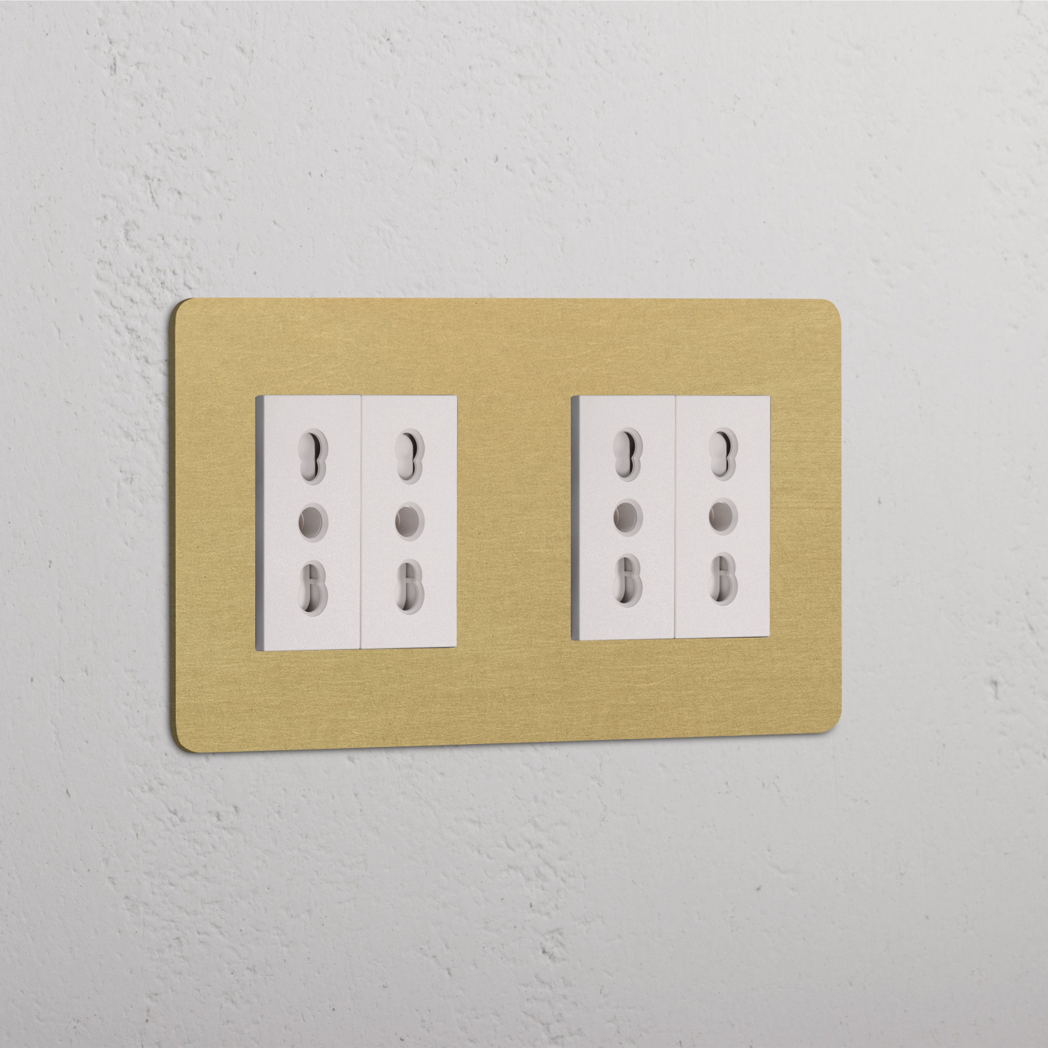 Antique Brass White Double 4x Bipasso Module: Elegant double sockets and modules for versatile functionality.