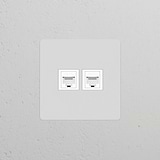 Single 2x RJ45 Module in Paintable White for single sockets, designed to blend with any wall decor.
