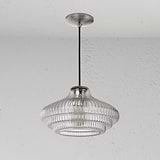 Brookfield Medium Pendant Light Fluted Glass - Polished Nickel