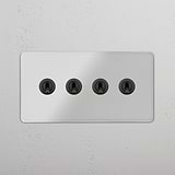 Clear Bronze Double Toggle Switch with Four Levers - Advanced Light Control Solution on White Background