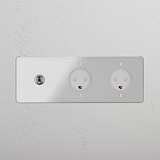 Triple Toggle & 2x Danish Module Round - Clear Polished Nickel White