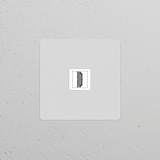 White HDMI module for single sockets, paintable, minimalist design with central black outline.