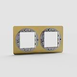 45mm Double Switch Plate in Antique Brass - Classic European Decor Item on White Background