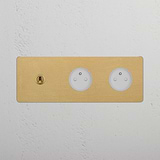 Triple Toggle & 2x French Module Round - Antique Brass White 