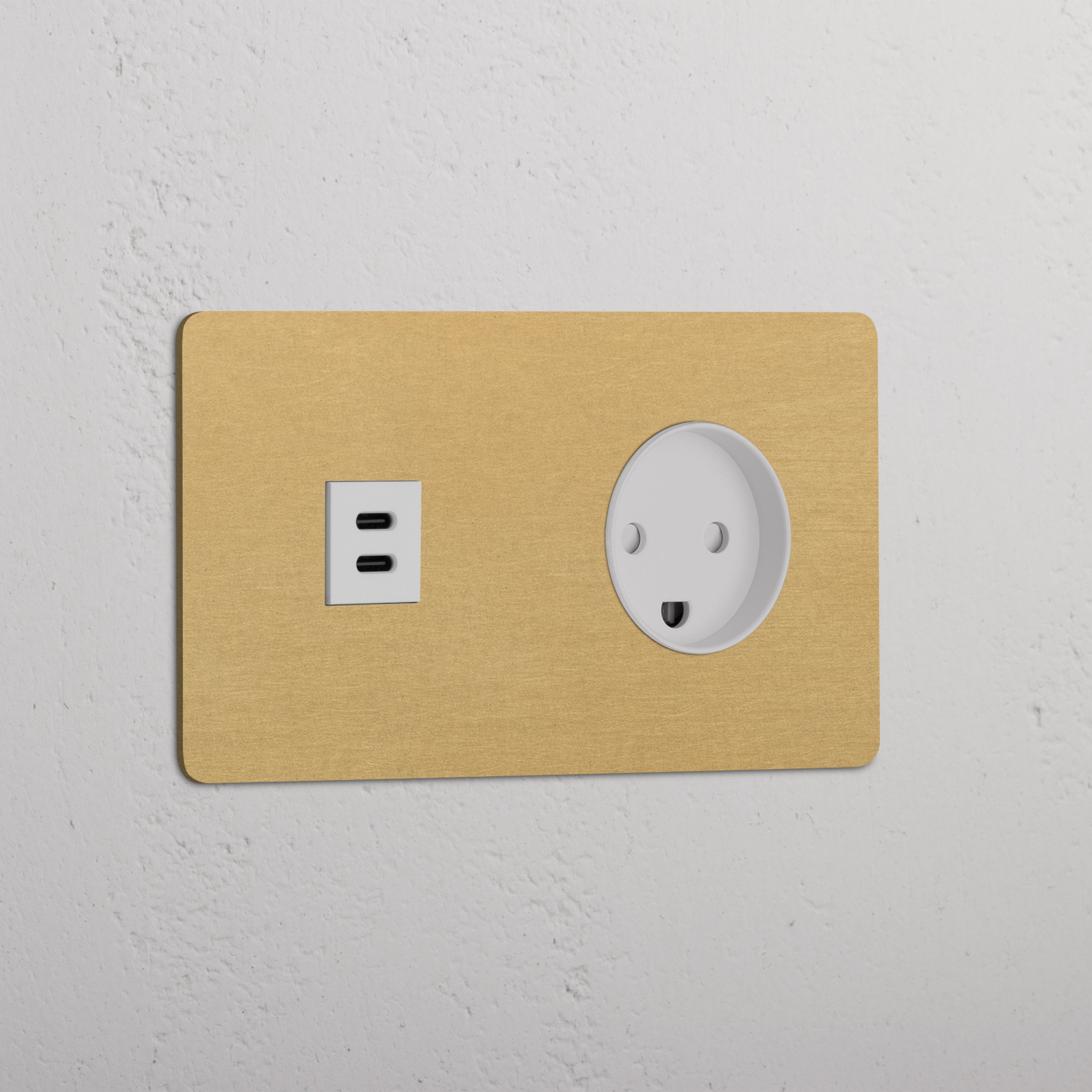 Double USB 30W & Danish Module - Antique Brass White