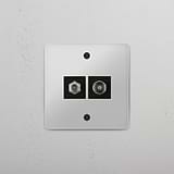 Single Satellite & TV Module in Clear Black - Comprehensive TV Signal Accessory on White Background