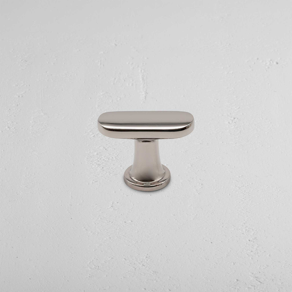 Polished Nickel Milliner Furniture Knob on White Background