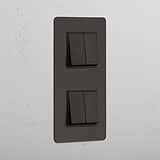 High-Capacity Double Vertical Rocker Switch in Bronze Black with 4 Positions - Advanced Home Detail