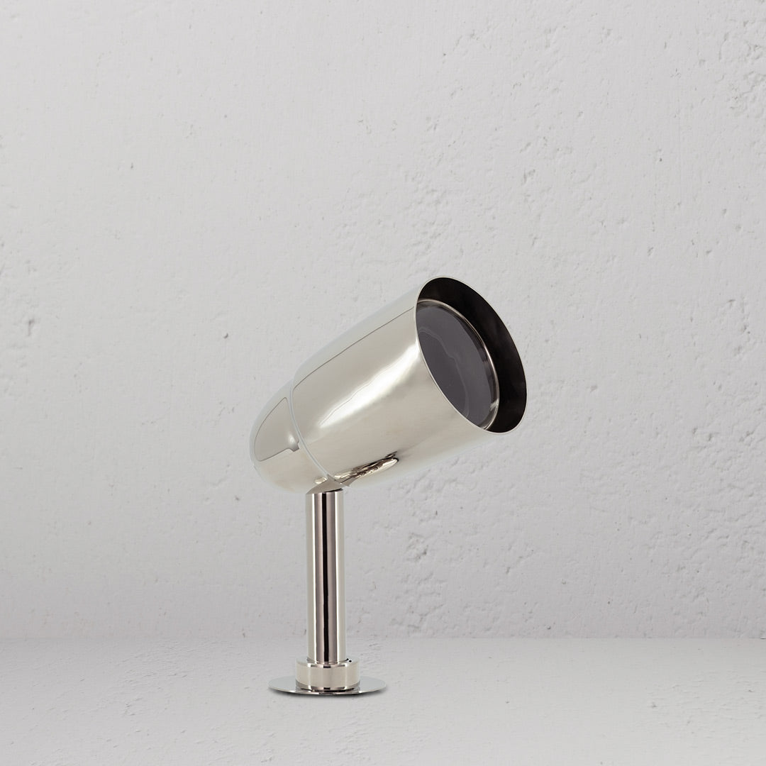 Ealing Ground Spotlight Polished Nickel Finish on White Background