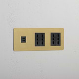 Triple USB 30W & 4x Bipasso Module - Antique Brass Black