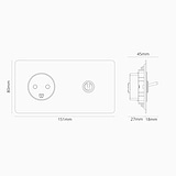Double Toggle Switch + Danish Type K Power Module Round - Paintable Polished Nickel White