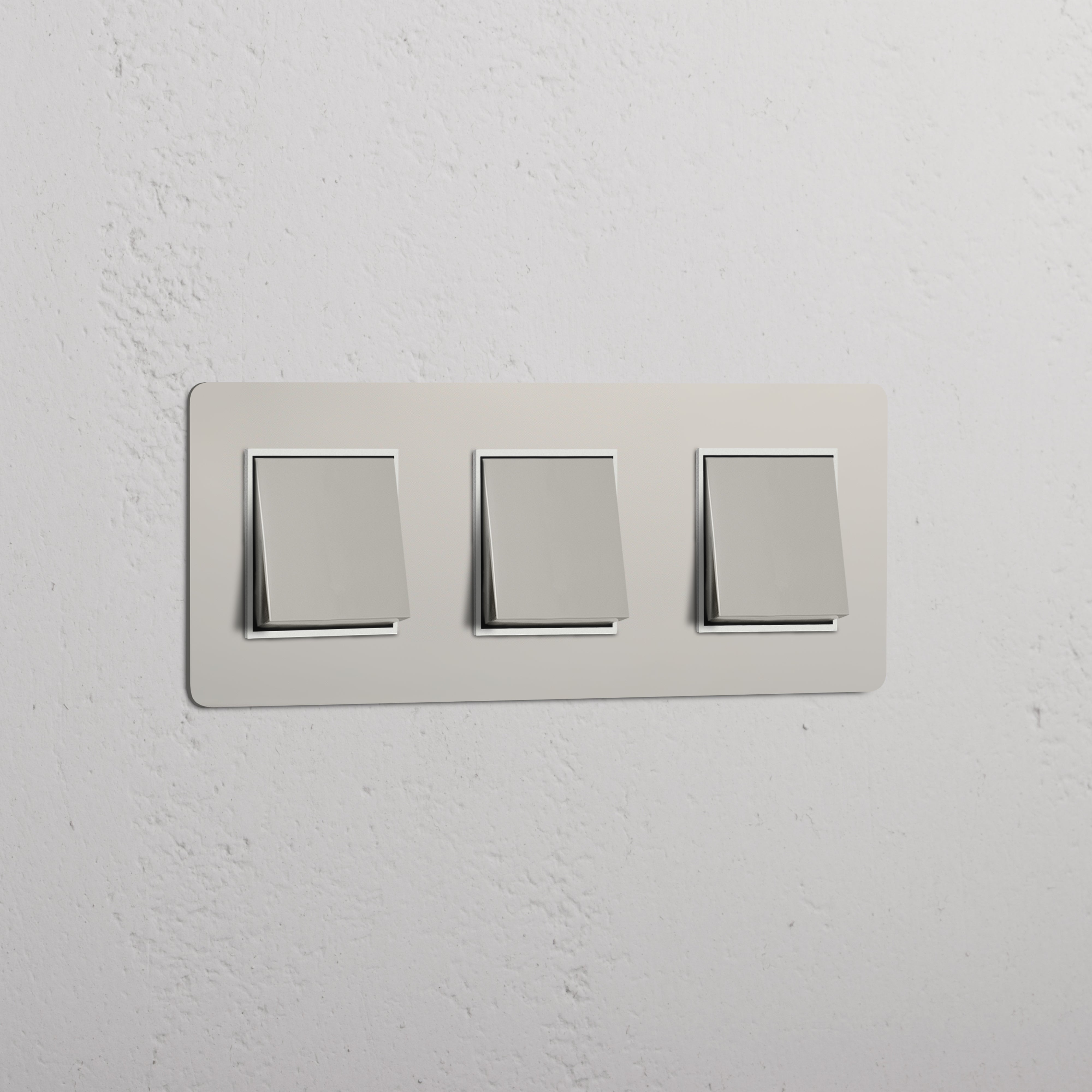 High Capacity Light Control Switch: Triple 3x Rocker Switch in Polished Nickel White