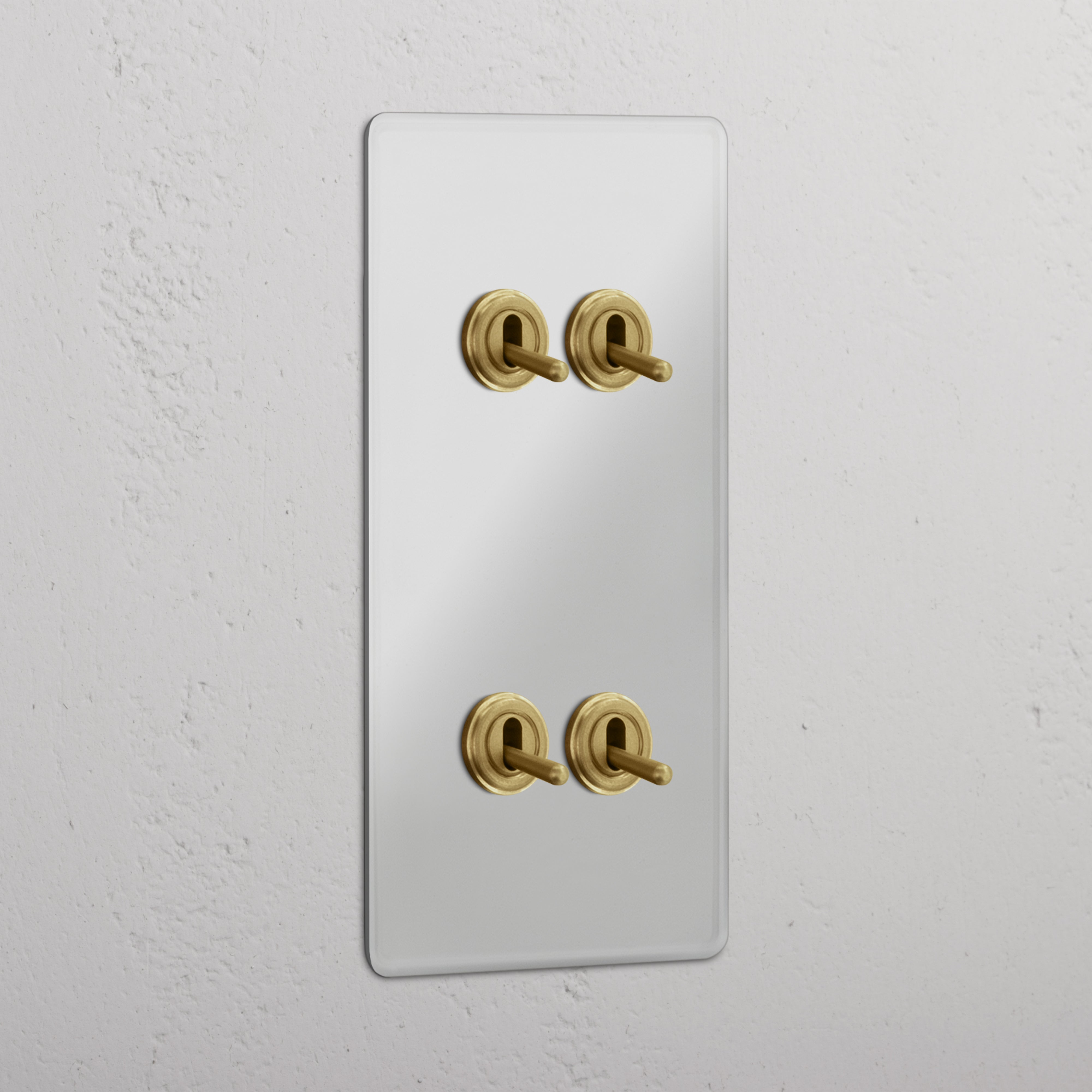 Double Vertical Toggle Switch in Clear Antique Brass with 4 Positions - Sophisticated Light Control Solution