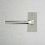 Apsley Short Plate Sprung Door Handle Polished Nickel Finish on White Background right Facing Front View