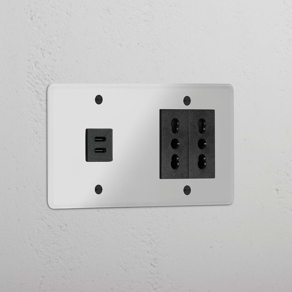 Double USB 30W & 2x Bipasso Module - Clear Black