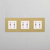 Triple 6x Bipasso Module - Antique Brass White