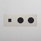 Triple USB 30W & 2x Swiss Module - Polished Nickel Black