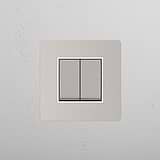 Single 2x Rocker Switch in Polished Nickel White on White Background
