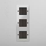 Advanced Vertical Six-Position Triple Rocker Switch in Clear Bronze Black for Lighting Control on White Background