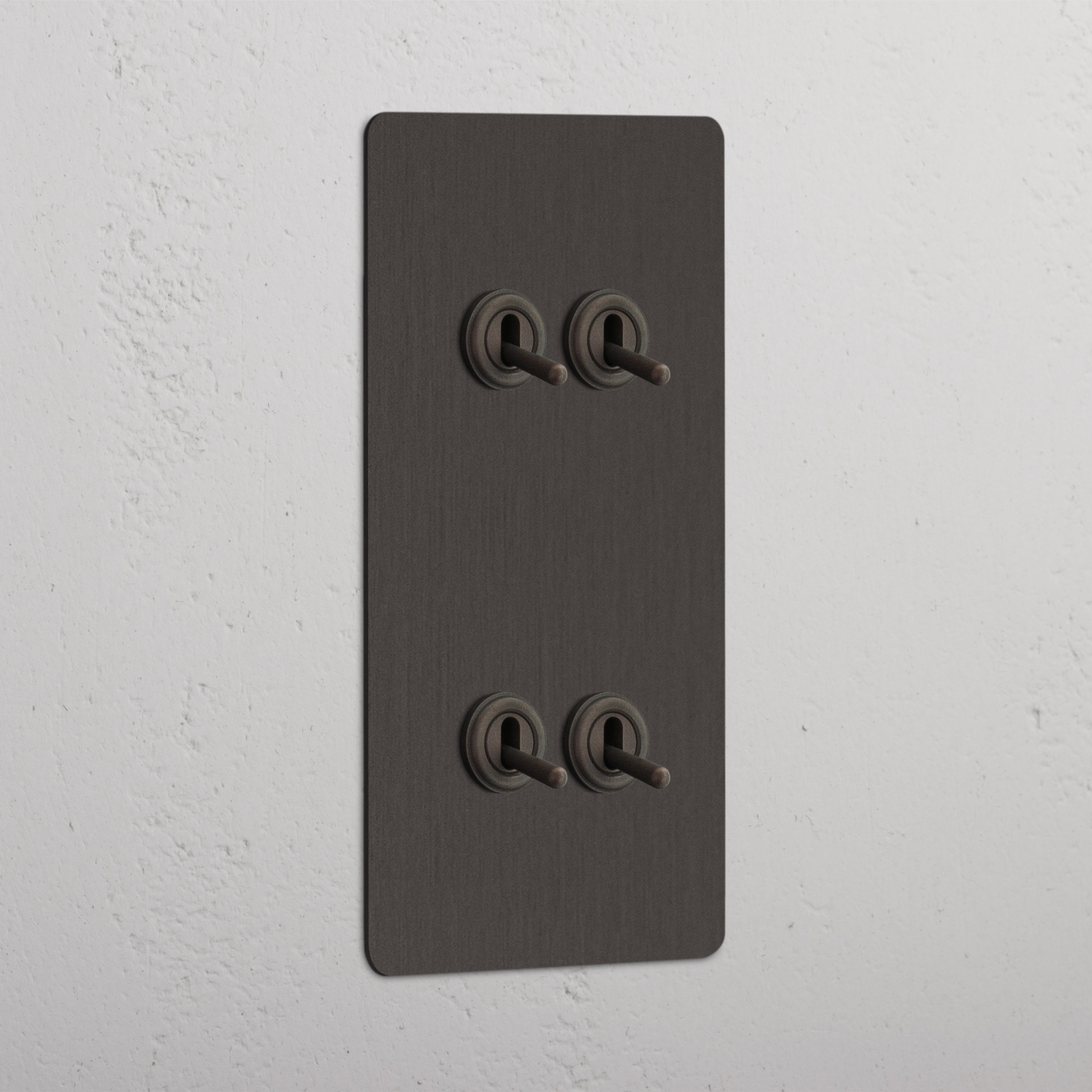 Double Vertical Toggle Switch in Bronze with 4 Levers - Sleek Design