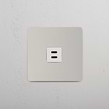 Single USB 30W Module in Polished Nickel White on White Background