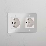 Double 2x Schuko/Bipasso Module - Clear White