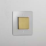 Central Single Rocker Switch in Clear Antique Brass White - Efficient Light Management System